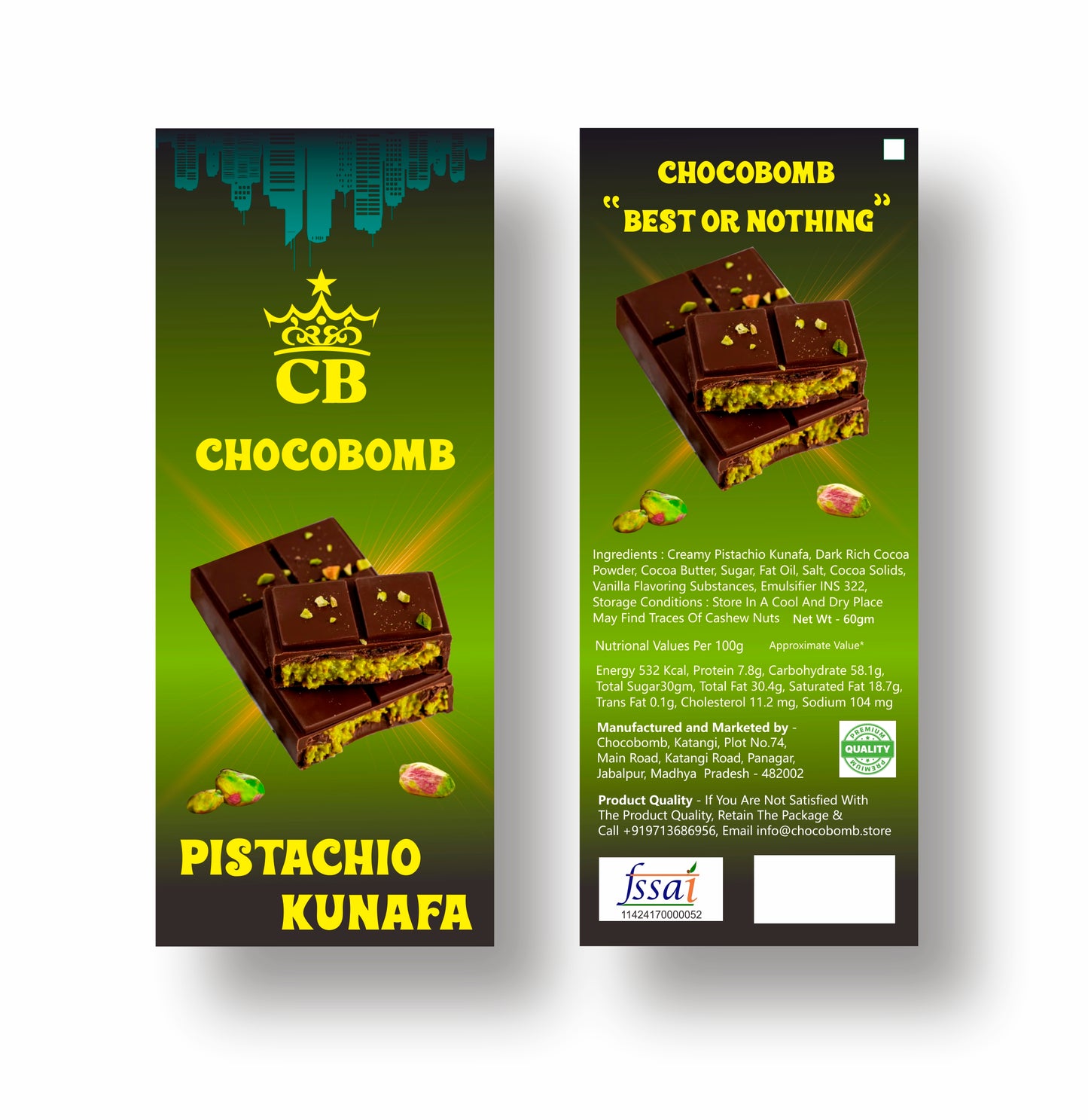 Pistachio Kunafa Chocobomb.